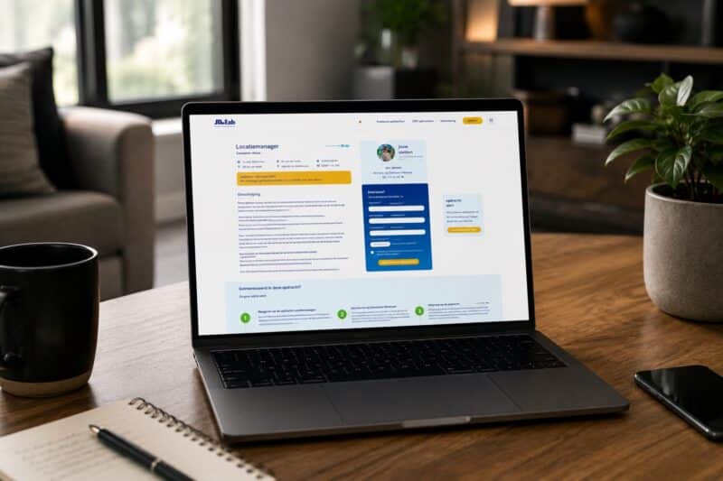Een opdrachtpagina van liblab.nl met sollicitatieformulier en opdracht-alert