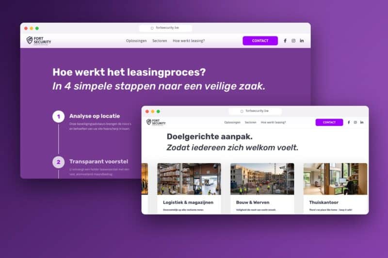 Stappenplan van het leasingproces en de sectorenslider op fortsecurity.be